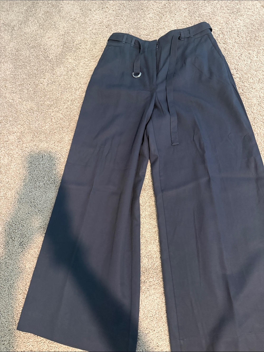 LOFT Navy Wide-Leg Women's Pants with D-Ring Detail